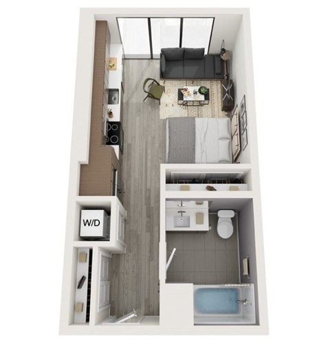 Floor plan for studio, 1 bath, 433 sqft